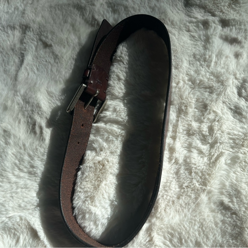 Womens Brown Leather Belt with Silver buckle - Picture 4 of 7